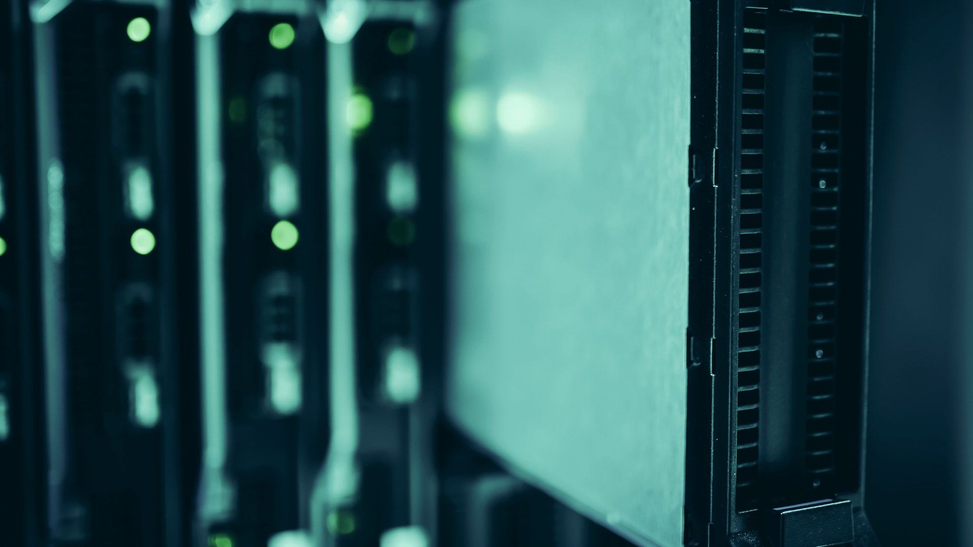 Close-up of a data center server rack, representing automated cloud infrastructure